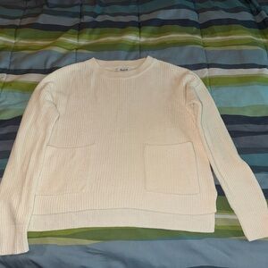 Madewell Patch Pocket Pullover Sweater Cream X Small